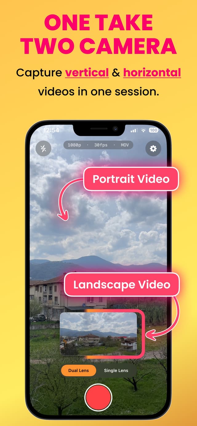 DualView – two synced files: portrait 9:16 for TikTok Reels Shorts and landscape 16:9 for YouTube